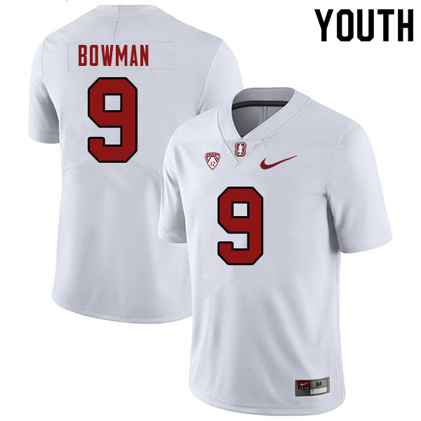 Youth #9 Colby Bowman Stanford Cardinal College Football Jerseys Sale-White - Click Image to Close